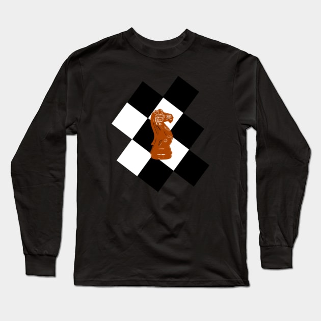 Chess knight design Long Sleeve T-Shirt by artbyluko